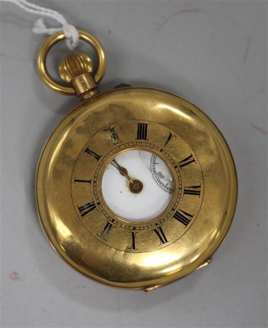 A 14ct gold half hunter pocket watch (a.f.).